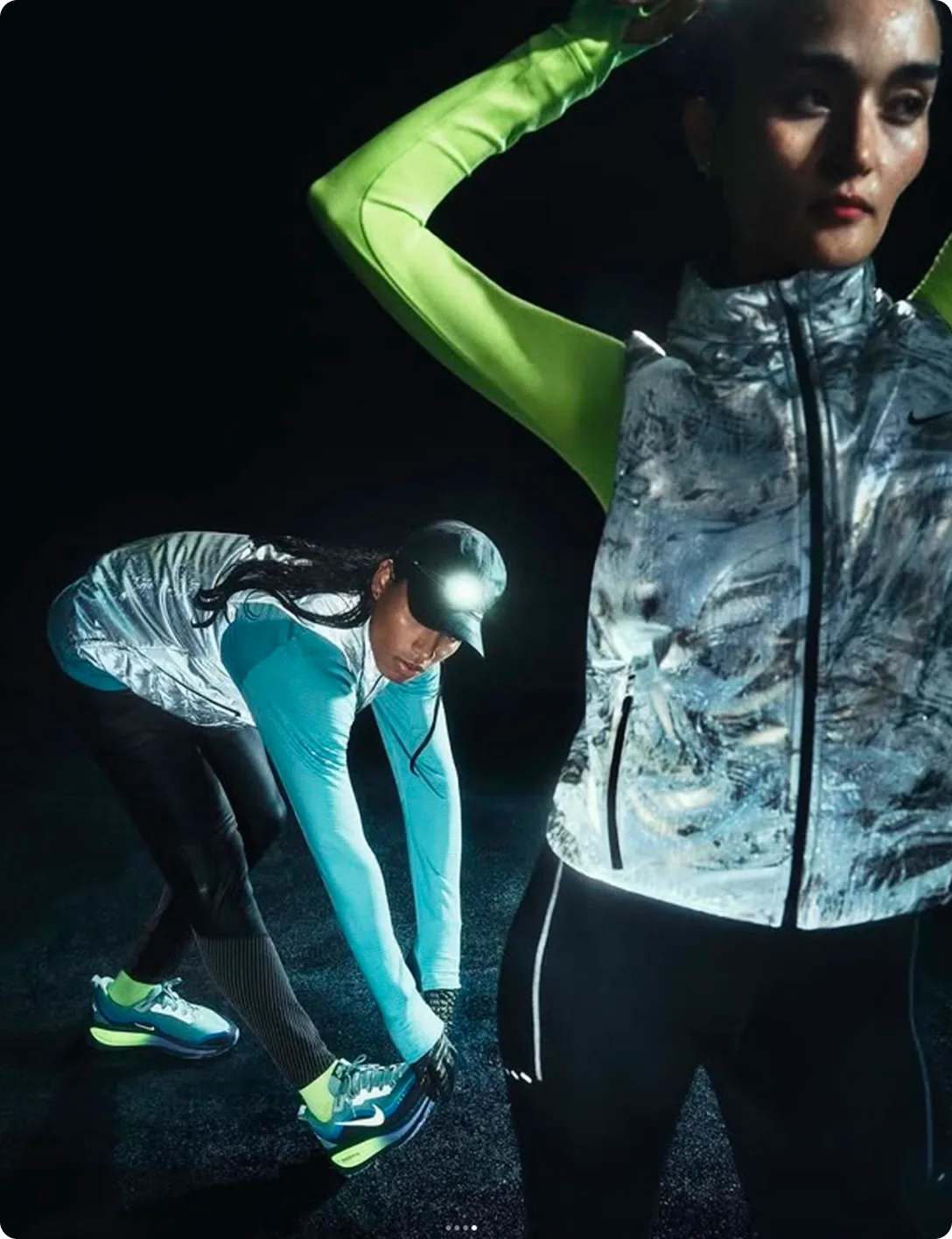 Nike Vomero — runners in reflective gear at night